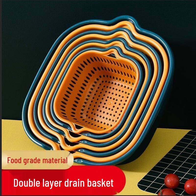 Zhaoran Thickened Double-Layer Drain Basket 4-Piece Set