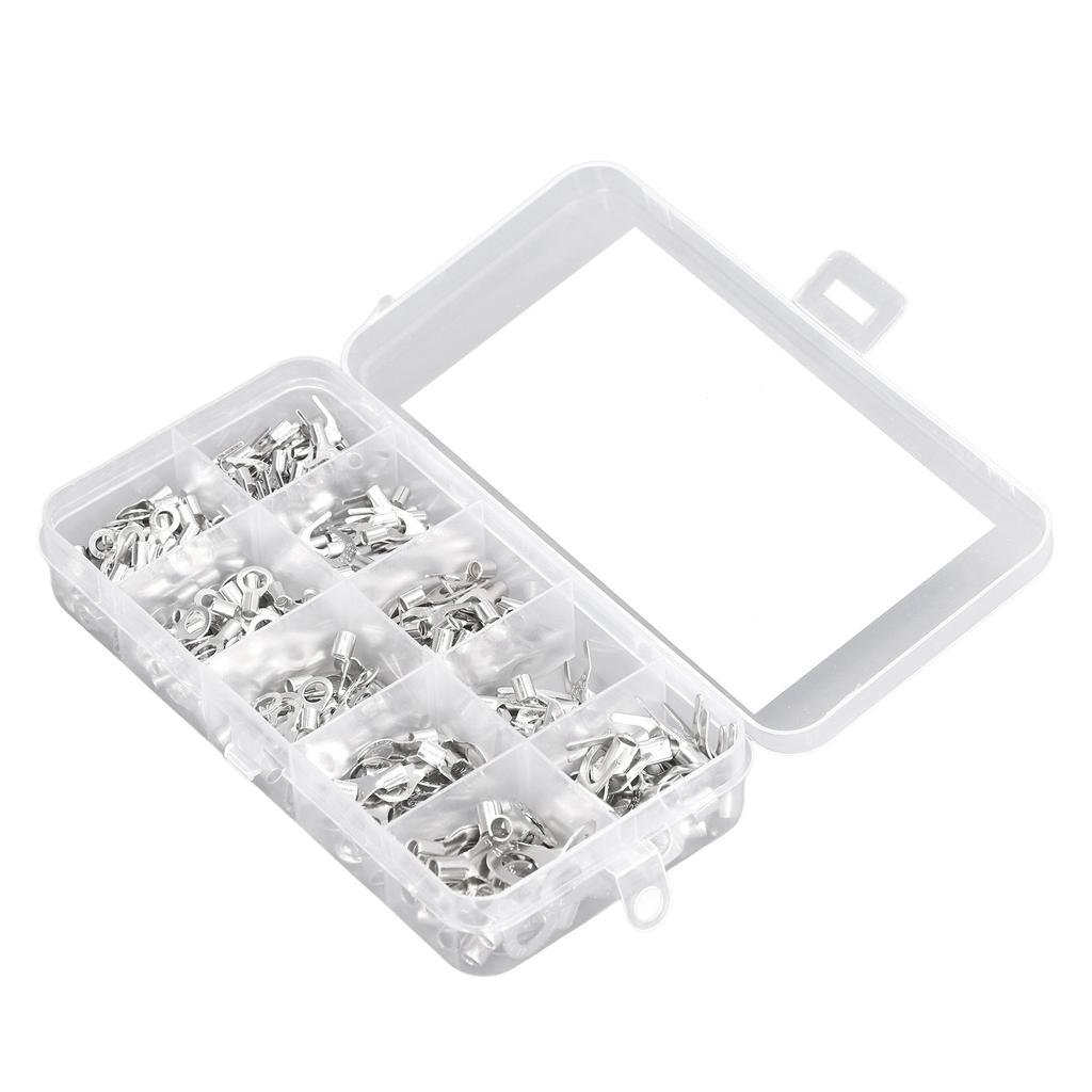 320Pcs Ring Terminal Fork Connector Kit Non Insulated Wire Lugs Battery Cable Terminals Electric Copper Crimp Fork Round