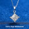 Certified Princess Cut Moissanite Necklace 2CT Lab Created Diamond Pendant Necklace Solid S925 Silver Moissanite Wedding Jewelry