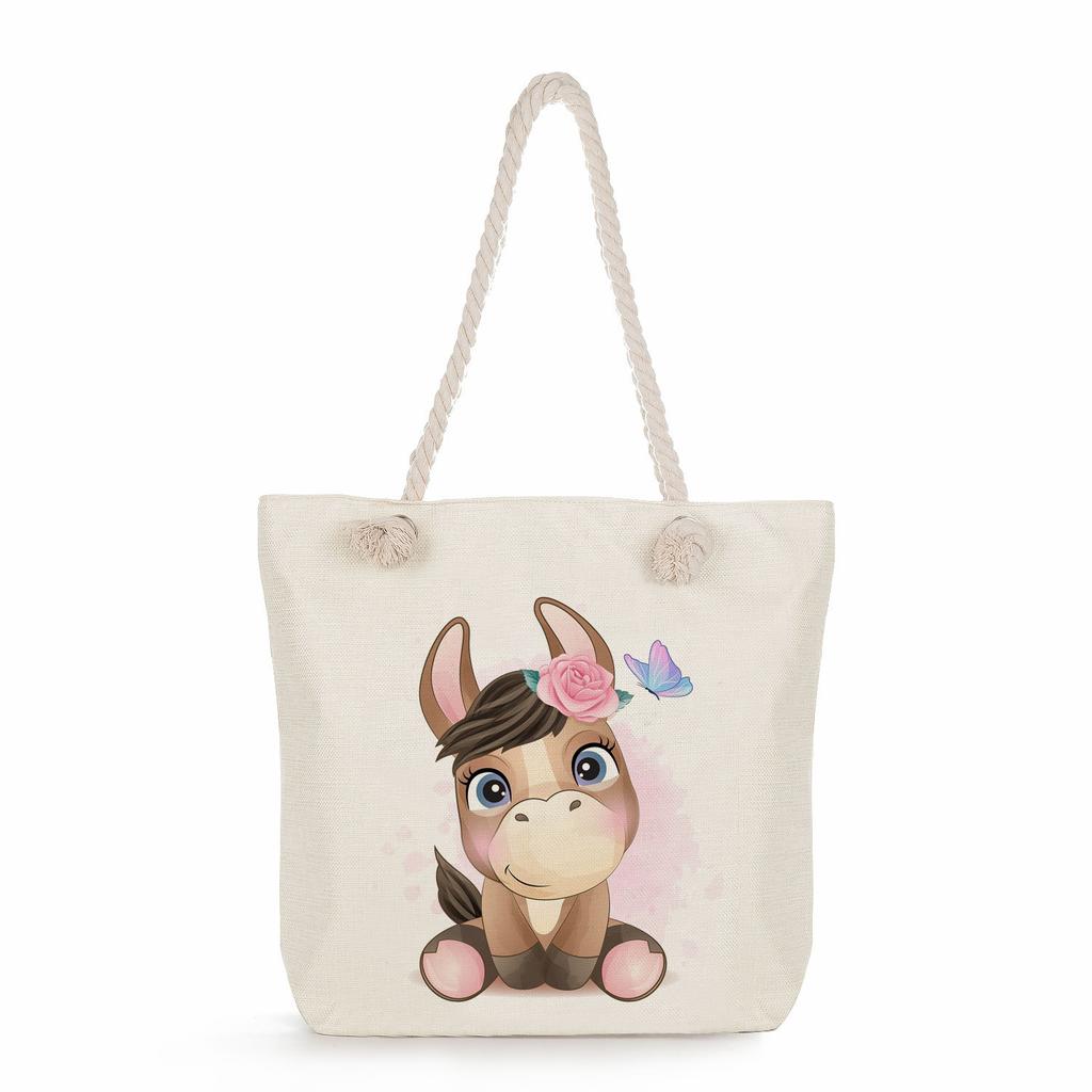 Animal print thick rope single-shoulder beach bag 7286 CLE