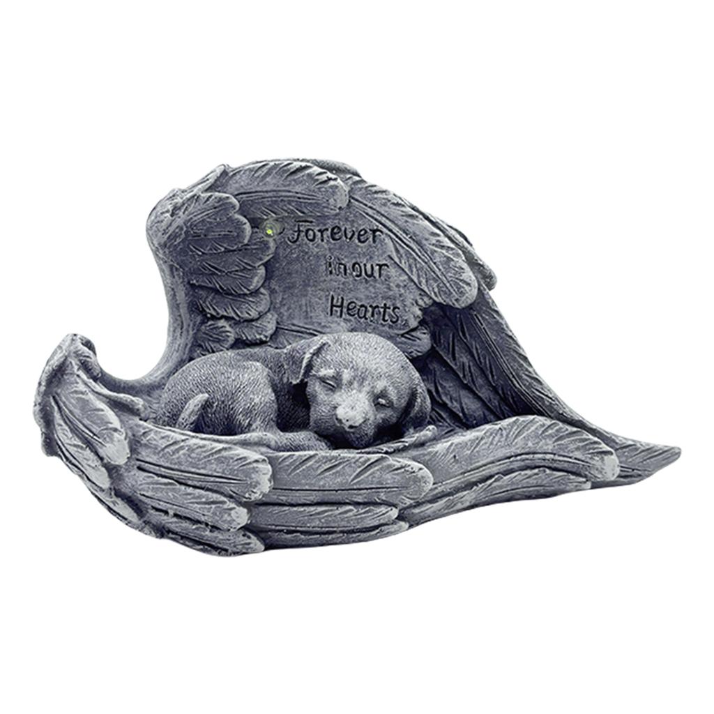 Pet Memorial Garden Statue with Solar Light Commemorative Pet Resin Ornaments Pet Memorial Resin Statue for Home & Garden Decor