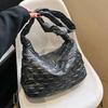 Ielgy Cloud Bag Plaid Pleated One-Shoulder Cotton-Padded Bag Large-Capacity Casual Korean Version Diagon