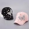 Elegant Crystal Baseball Hat for Women Breathable Sun Protective Hat with Butterfly Design for Vacation Spring Headwear