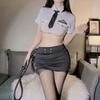 Sexy Lingerie Sexy New Flight Attendant Policewoman Cosplay Navy Uniform Seduction Waist Hip Skirt Suit Women