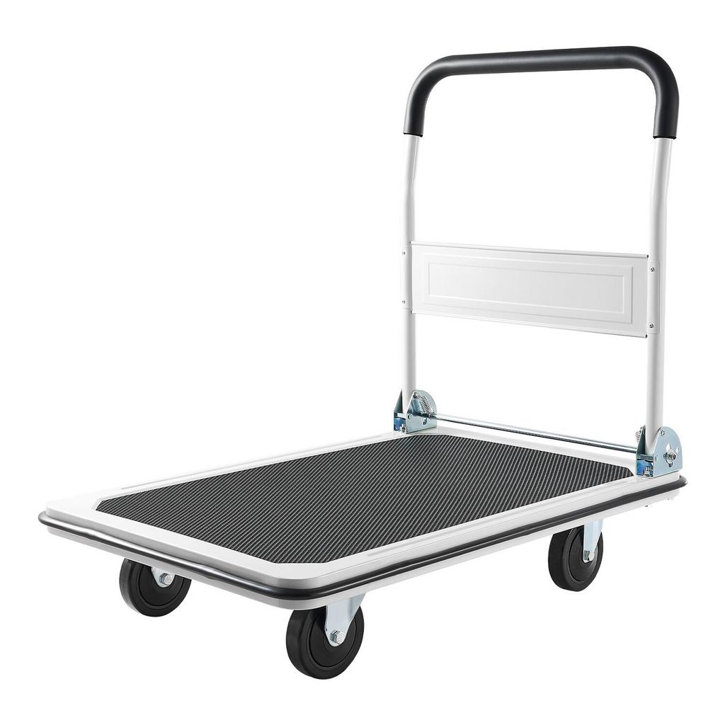 Foldable Push Cart Dolly, 299.37 kg Capacity, Folding Platform Truck with Swivel Wheels, Moving Platform Hand Truck Flatbed Cart, Space Saving Push