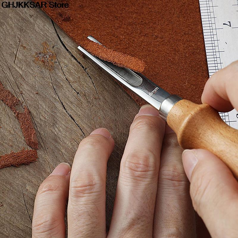 DIY кожаный ремесленный станок для снятия фасок, нож для снятия фаски, режущий ручной инструмент с деревянной ручкой