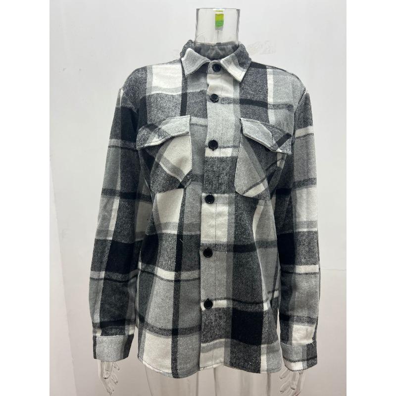 Men's Plaid Shirt, Loose Fit Long Sleeve Cotton Button-Up Shirt, Casual Shirt Top