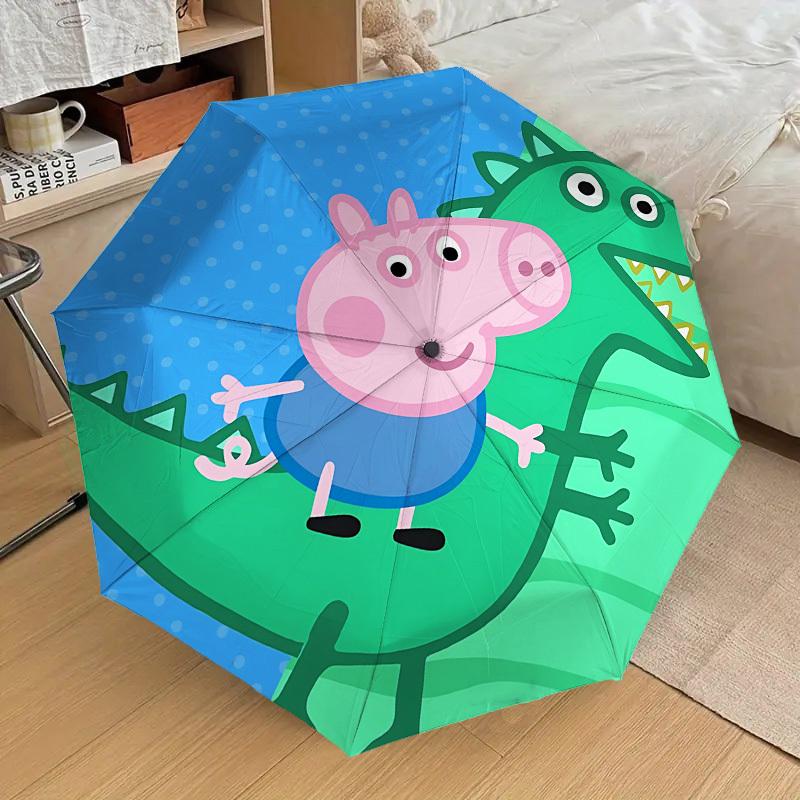1pc Dinosaur Peppa Themed Design Umbrella 8 Rib Frame, One-touch Automatic Opening 3 Fold Umbrella, Fashion Gift-p0803088