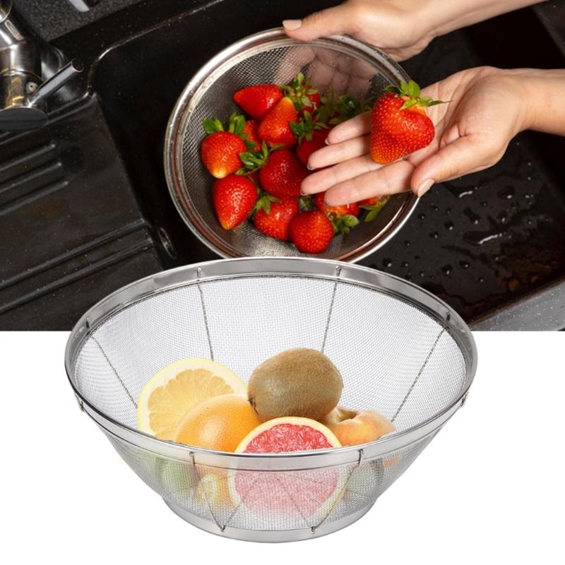Professional Kitchen Sieves With Extra Fine Mesh Rice Strainer Stainless Steel Colander For Straining Grains Fruit