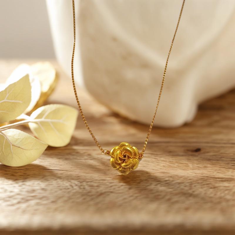 Комплект браслета и ожерелья «Роза» с золотым покрытием - Двухслойный, Модный Дизайн Высокого Класса