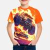 Monster Jam Grave Digger Kids T-Shirt Full Print Monster Truck Graphic Short Sleeve Tee Breathable Casual Top for Boys DailyWear