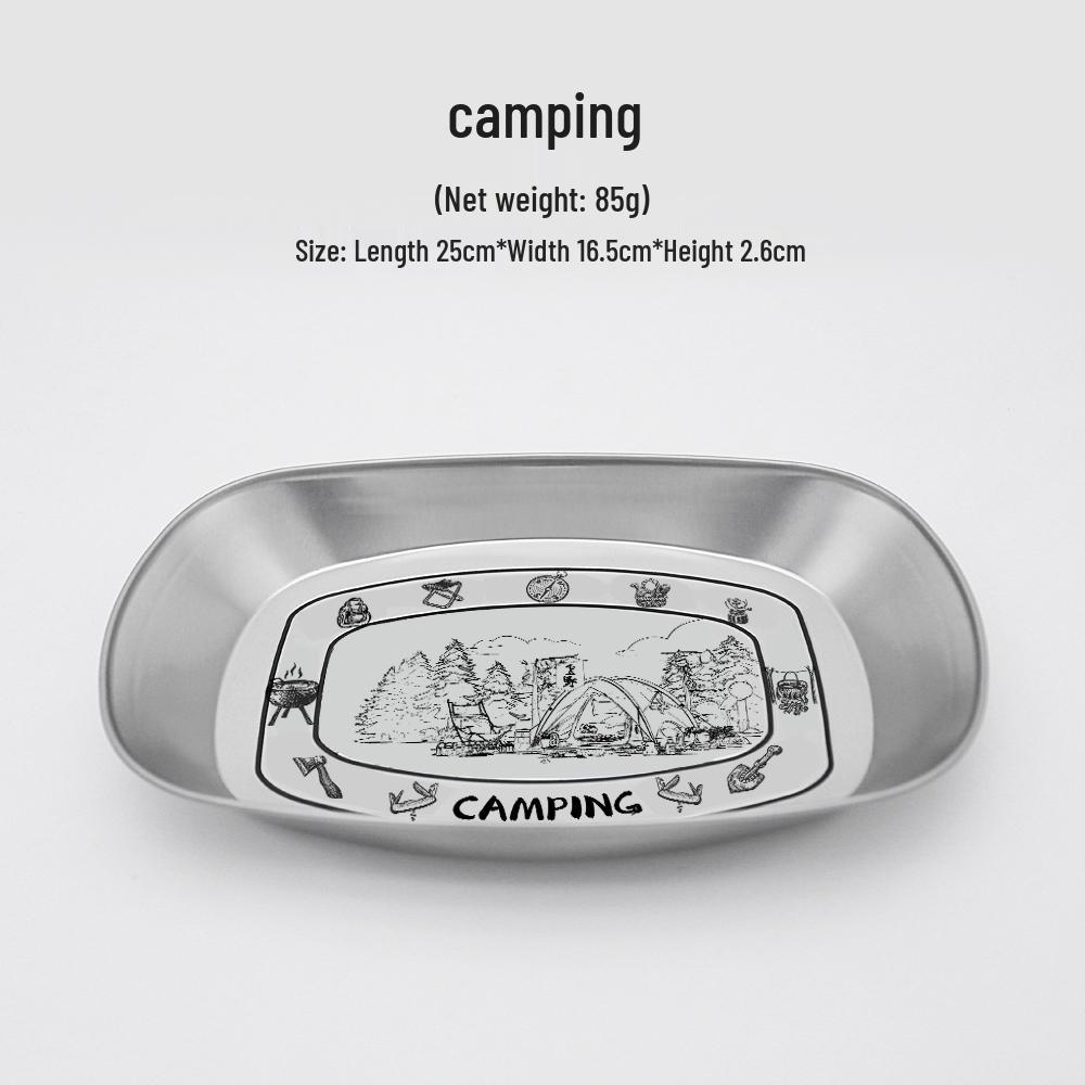 Retro European-Style Tin Camping Plate - Portable BBQ & Picnic Tableware
