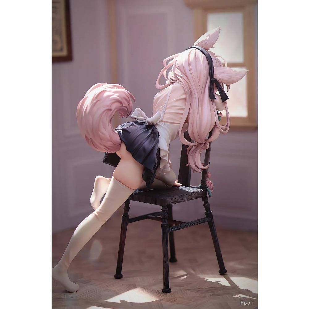 22 см Аниме Кролик Flova Фигурка 1/7 Сцена на коленях со стулом Сопоставляющая модель Игрушка Подарок Коллекция Фигурка Действия Версия с ушами кролика ПВХ