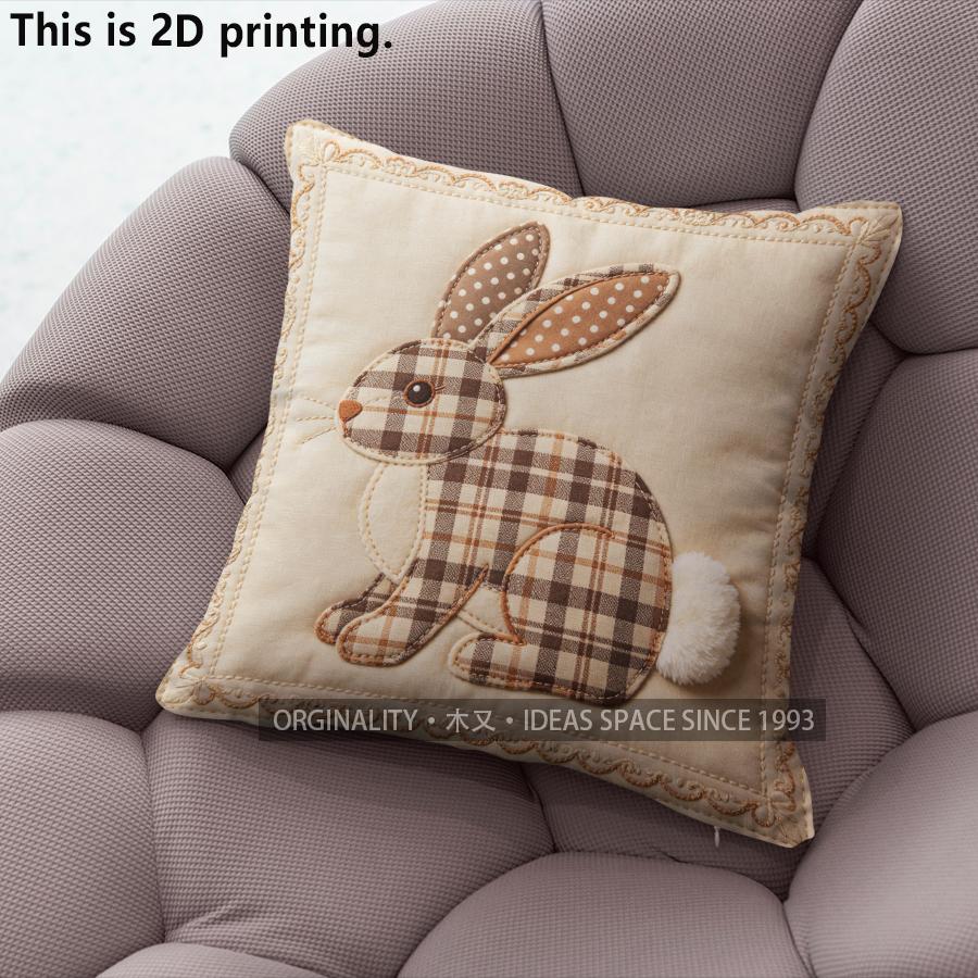 Plaid Bunny Patchwork Square Pillow Covers Pattern Cushion Cover Suitable For Sofa Bedroom Car Pillow Cover