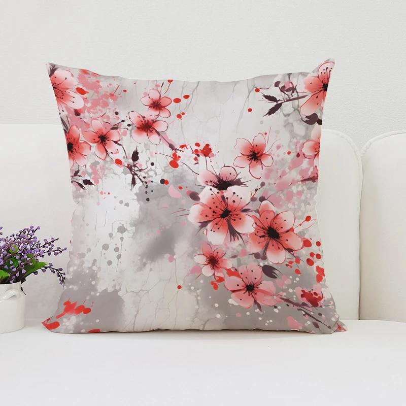 Наволочки для декоративных подушек Японская вишня Наволочки для подушек 45x45 Роскошная наволочка Наволочки