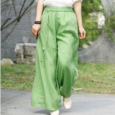 Женские широкие брюки с эластичной резинкой на талии, свободные летние брюки с поясом, повседневные мягкие женские длинные брюки
