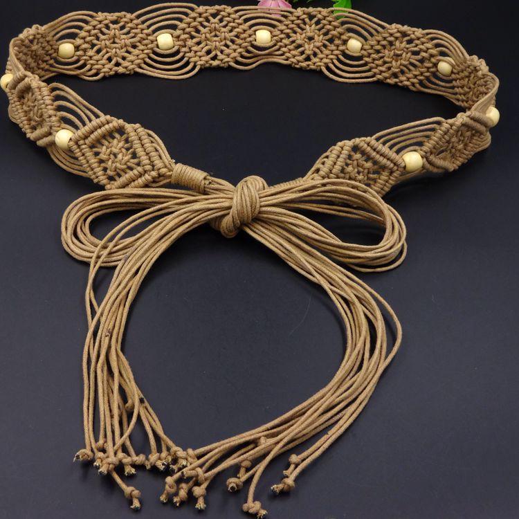 Bohemian Wax Rope Braided Floral Women's Belt Chain