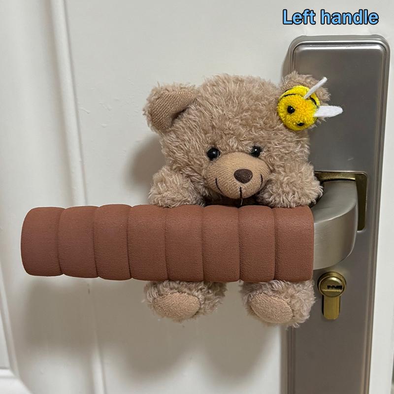 1pc Cute Bear Door Handle Cover Child Round Anti Collision Pad Home Door Knob Protector Anti Static Plush Sleeve Decoration