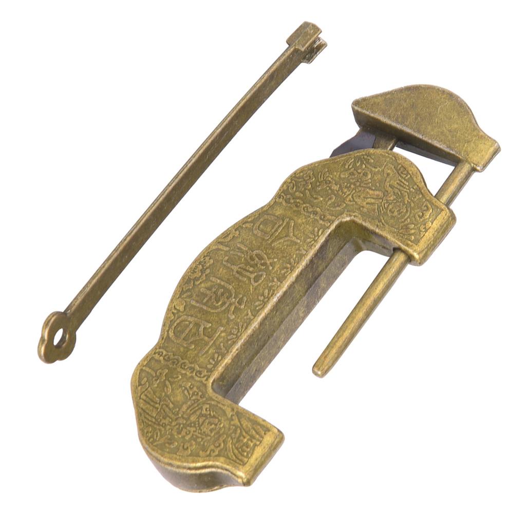 Антикварный замок из цинкового сплава в ретро-стиле эпохи Мин-Цин, замок для двери/шкафа с кисточкой, бронзовый