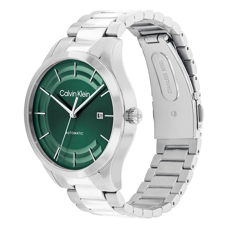 CALVIN KLEIN Knight Series Watch Automatic Mechanical Movement Steel Strap 40mm Green Dial Unisex 30m Waterproof 25300022