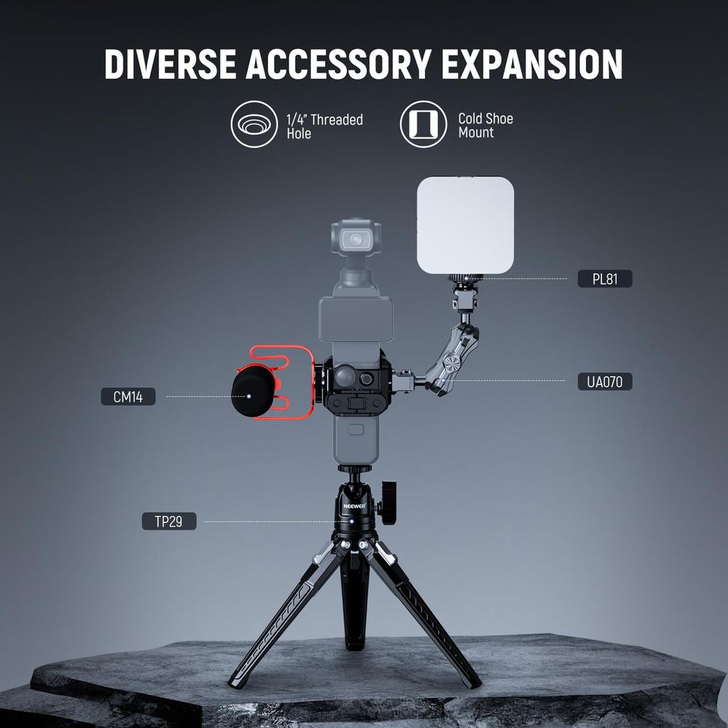 Клетка для экшн-камеры NEEWER для Pocket 3, алюминиевый подвес, видеоустановка, защитный чехол для видеокамеры с адаптером для камеры, совместимый с Osmo Pocket 3