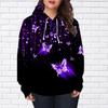 Womens Fashion Purple Crystal Starry Sky Butterfly Print Loose Hoodie Tops Blouse Sweatshirt Casual Long Sleeve Pullover Tops