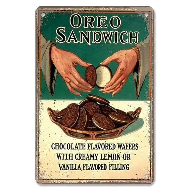 Винтажная металлическая табличка "Шоколадный торт" Вкусный десерт Жестяной знак для кофейни Пекарни Ретро Настенный декор Домашний декор Постер П