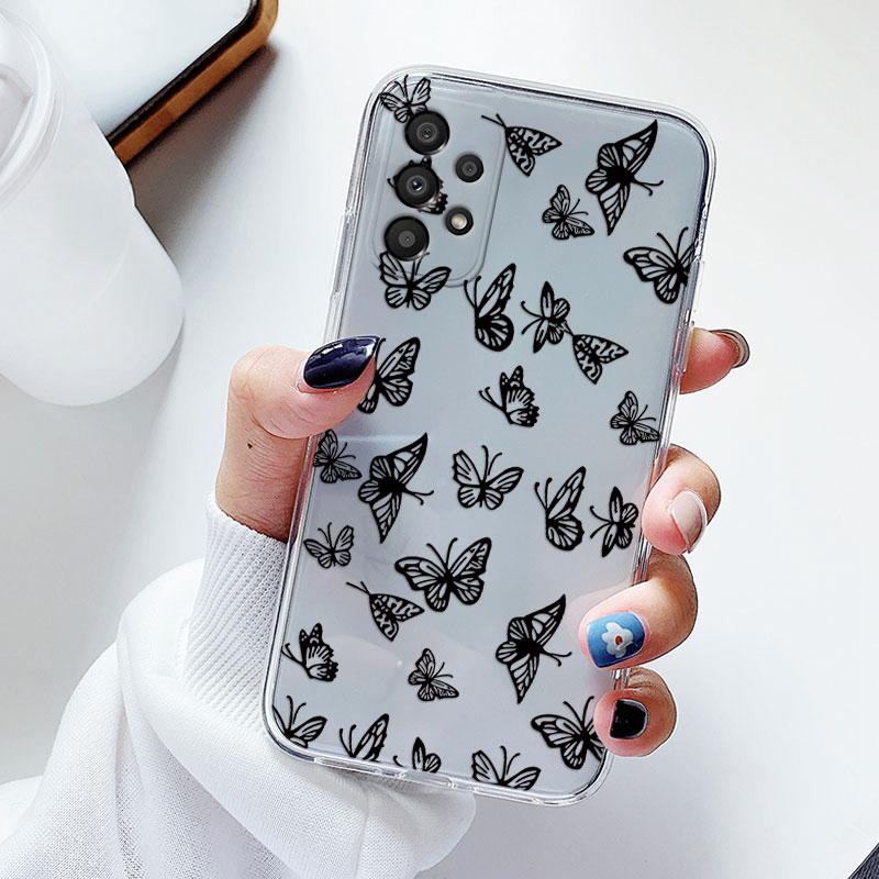 Чехол для телефона Samsung A53 5G A33 Цветочный силиконовый чехол для Samsung Galaxy A73 Fundas Coque Прозрачный мягкий Capas Цветочный ТПУ