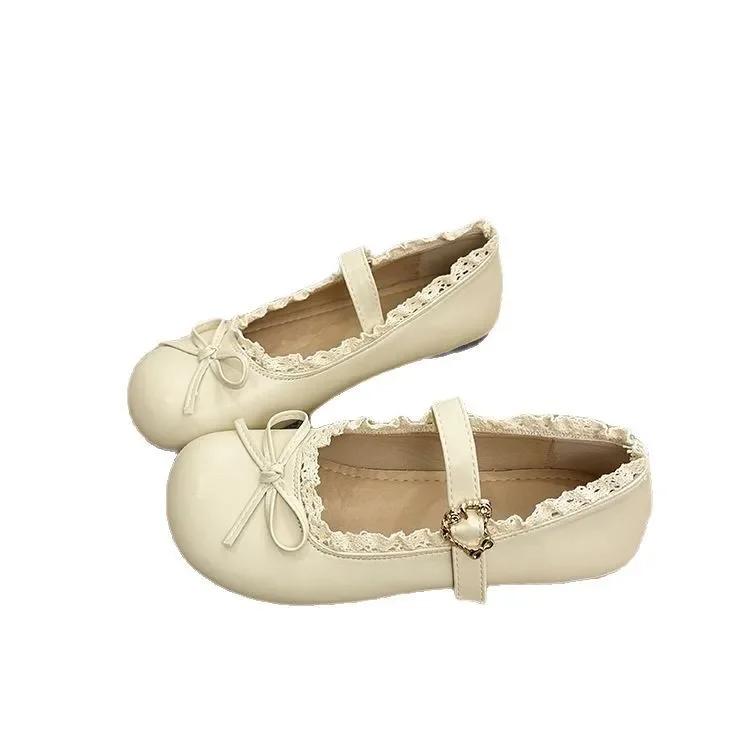 Ретро туфли Мэри Джейн на плоской подошве с круглым носком, женские туфли на мягкой подошве, весенне-осенние туфли для платья, узор в горошек, резиновая подошва