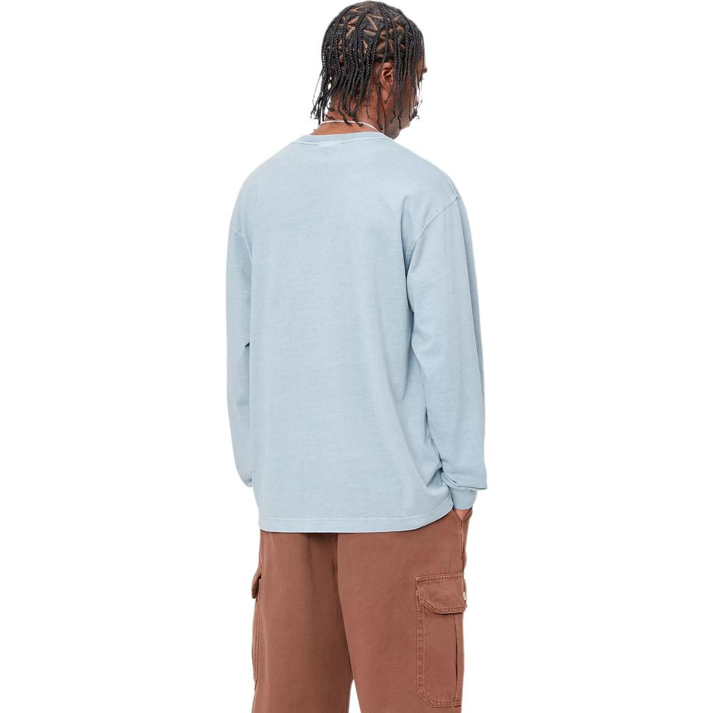 Carhartt WIP Футболка L/S Vista FW24 Свободный крой Квадратная этикетка Круглый вырез Длинный рукав Мужские Топы Светло-синий I030779-2BS-GD