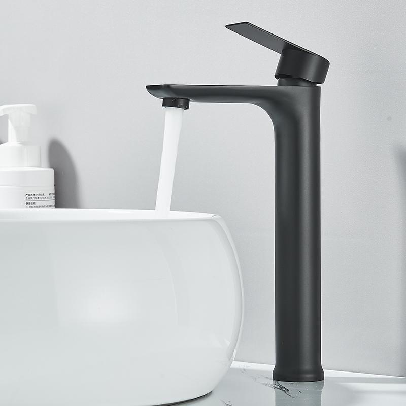 304 Stainless Steel Bathroom Faucets Deck Mounted Hot Cold Mixer Tap Single Cold Lavatory Washing Basin Sink Faucet