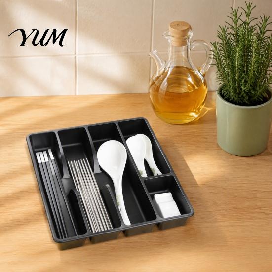 Plastic Utensil Organizer Drawer Cutlery Organizer, Multi-Compartment Tray, Space Kitchen Divider Saving Durable Storage Tray for Home Organized