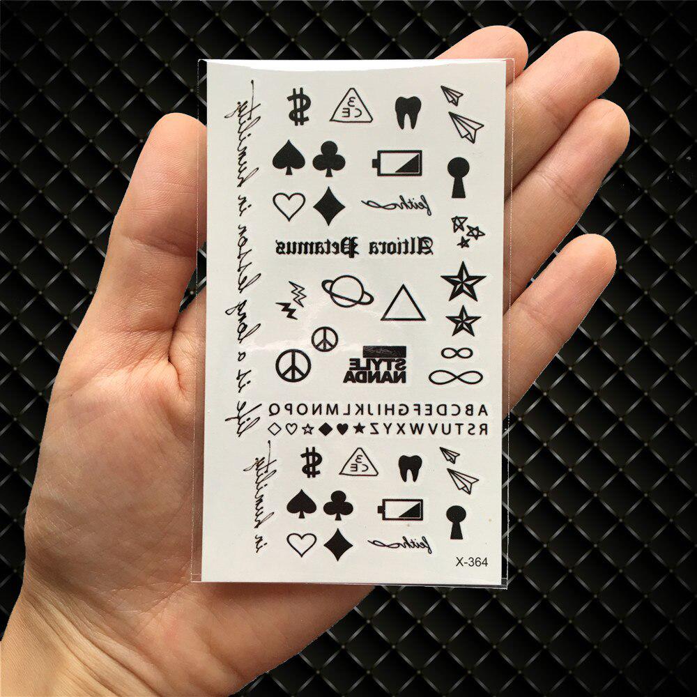 1PC Sexy Feather Words Black Letter Temporary Tattoo Body Art Drawings Sticker Hand Tatoo Childrens