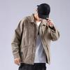 Fleece Thickened Casual Tooling Jacket Men'S Loose Trendy Brand Pure Cotton Large Size Khaki Jacket Trend