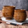 Japanese Natural Wooden Soup Bowl Salad Noodles Rice Bowls Home Tableware Food Container Kitchen Accessories