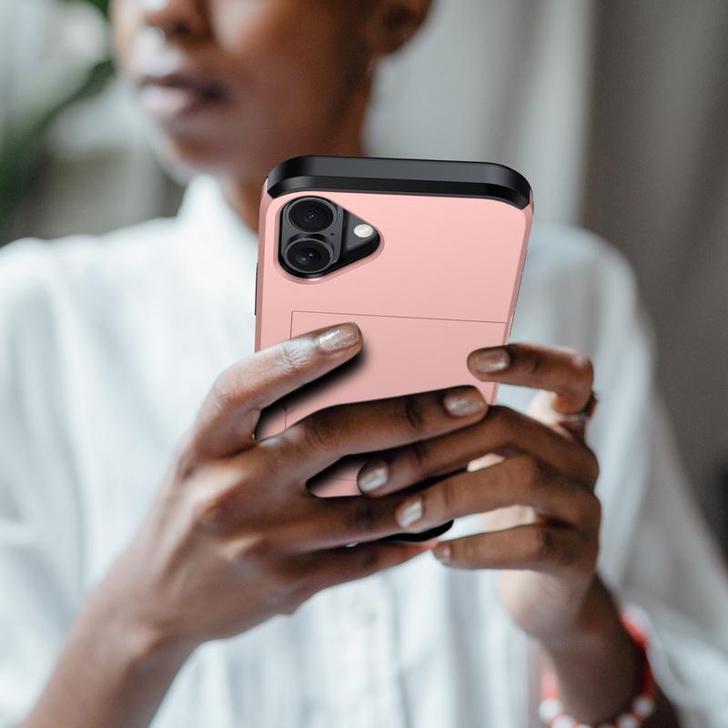 For iPhone 16 Pro Max 15 Pro 14 Plus 13 12 11 Pro Max Xs Max Xr 8 7 Plus Wallet Card Holder Slide Slot Slim Hard Pc Heavy Duty Protective Cover