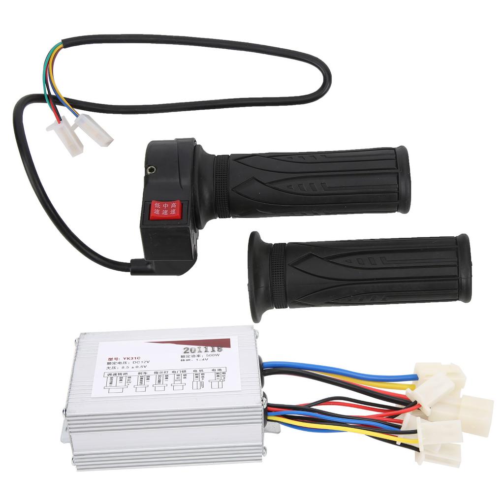 12V500W Bike Throttle Grips Brush Controller 3?Speed Handle Electric Bicycle Accessory