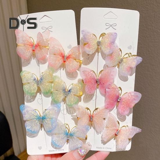 6Pcs Butterflies Decor Hair Clip Rhinestone Embellished Girl Princess Hair Pin Animal Shape Hair Pin Hair Accessories