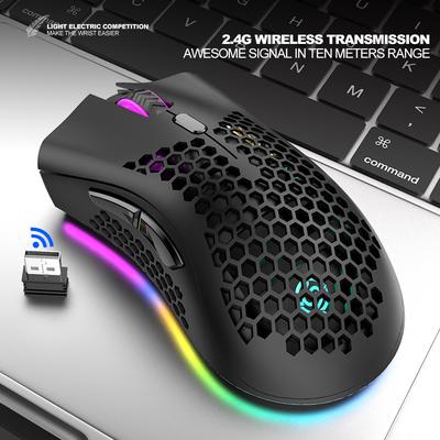 Перезаряжаемая игровая мышь BM600, 2,4 ГГц, USB-приемник, беспроводное соединение, мышь с регулируемым полым сотовым геймером, 1600 точек на дюйм