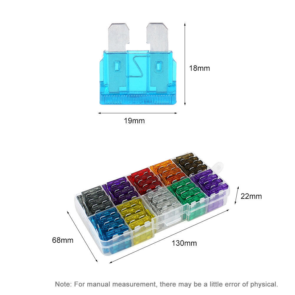 100pcs Assortment Car Standard Blade Fuses 2A 3A 5A 7.5A 10A 15A 20A 25A 30A 35A for Vehicle Motorcycle Boat Truck