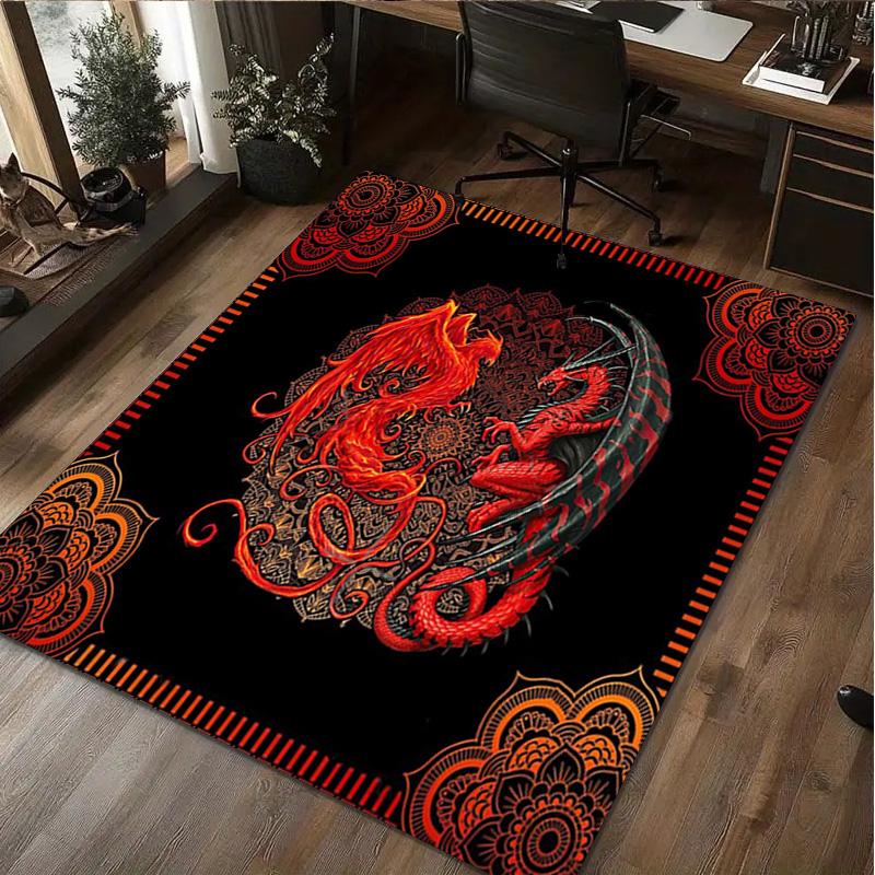 1Pc Dragon Print Rug - home decoration Carpet For Living Room Bedroom Flooring Computer Chair Area Rug