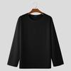 INCERUN Men Round Neck Long Sleeve Texture Waffle Casual Oversized T-shirts