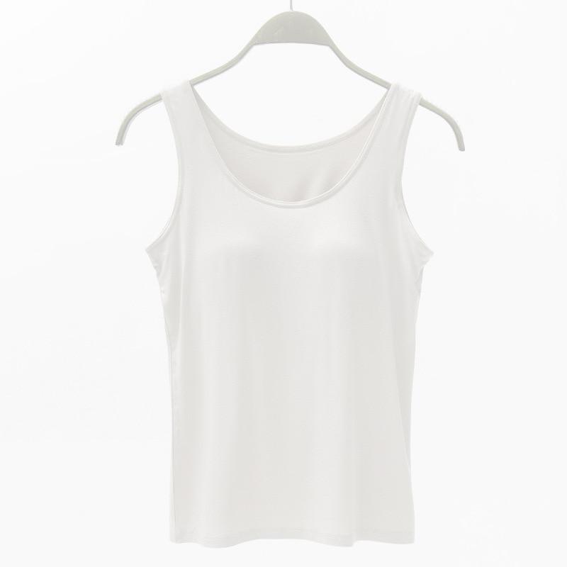 Women's Large Modal Camisole Lingerie Top for Summer with Five-Finger Cup Chest Pad and Wide Shoulder Straps - Multiple Color Options