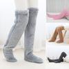 Fuzzy Thigh-High Socks Fluffy Leg Warmers Thickened Plush Over The Knee Socks with Sole Holes for Winter Home Lounging Sleeping