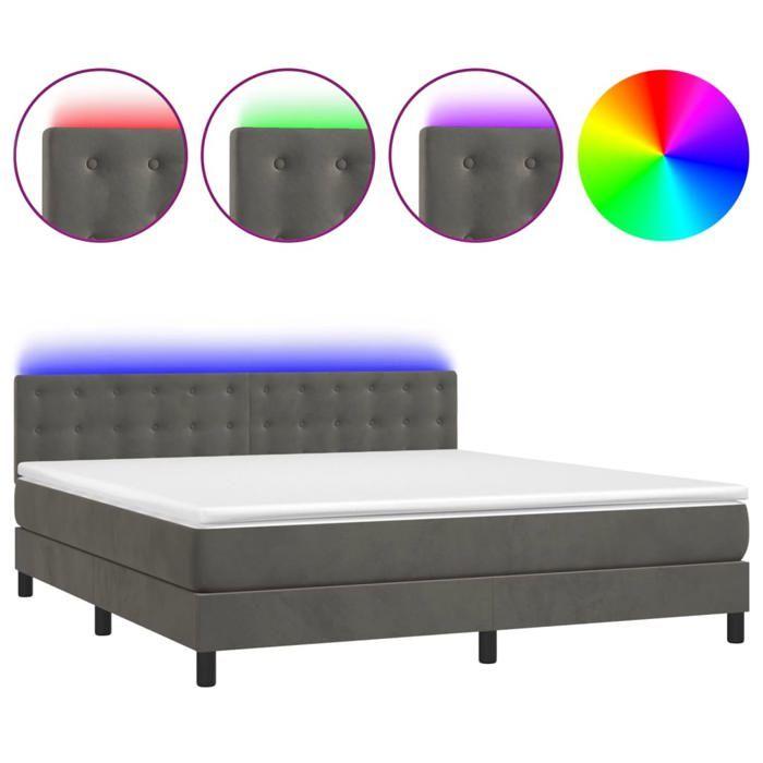 Maison Exclusive - Sommier à lattes de lit matelas et LED Gris foncé 180x200 cm