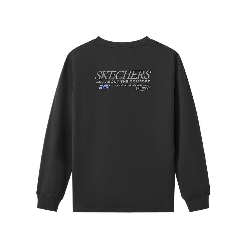 Skechers Серия Sports Alliance Удобная Модная Повседневная Универсальная Рубашка с Длинным Рукавом Унисекс рубашки Угольно-Черный L325U018-0018