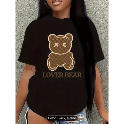 Летний топ с круглым вырезом и принтом, модные повседневные милые женские футболки из чистого хлопка с короткими рукавами