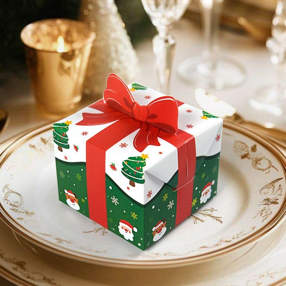 10Pcs 3D Bowknot Mini Christmas Packaging Box Funny Creative DIY Gift Storage Box Cartoon Handmade Xmas Supplies Christmas Decor