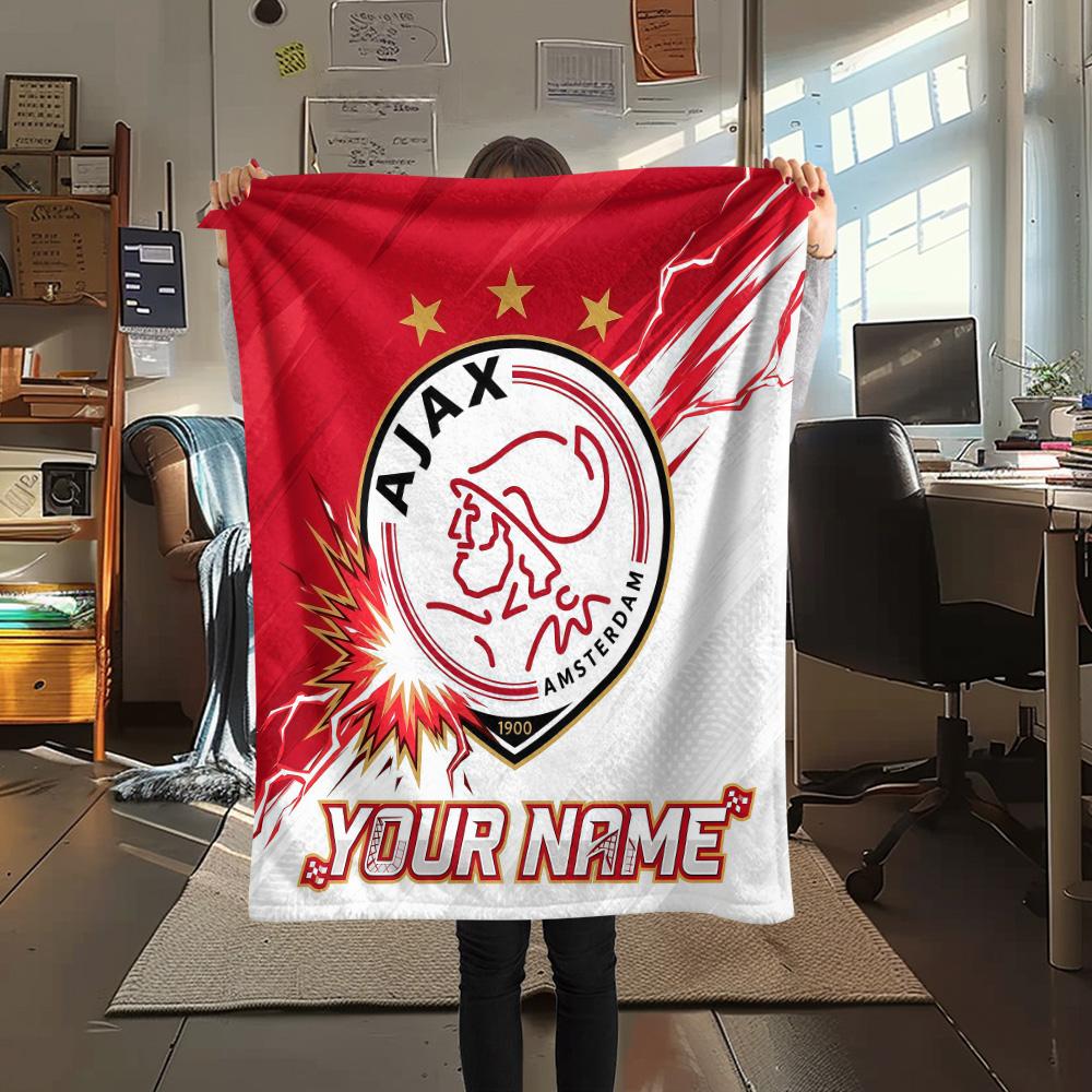 Custom Name Ajax Amsterdam2 Flannel Blanket, High quality Comfortable for All Seasons, Home Decor, Warmth and Comfort