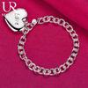 925 Sterling Silver Carved Heart-shaped Bracelet Fashionable Wedding Jewelry